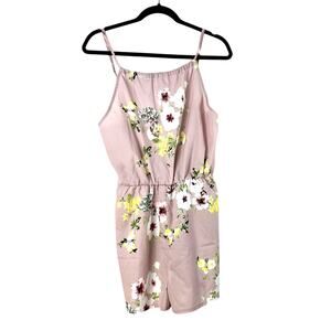 Shein Romper Womens Small Pink Floral Print Sleeveless Adjustable Strap